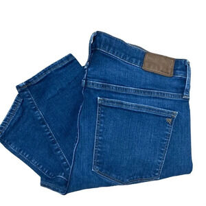 Madewell Dark Blue Skinny Jeans with Brown Patch